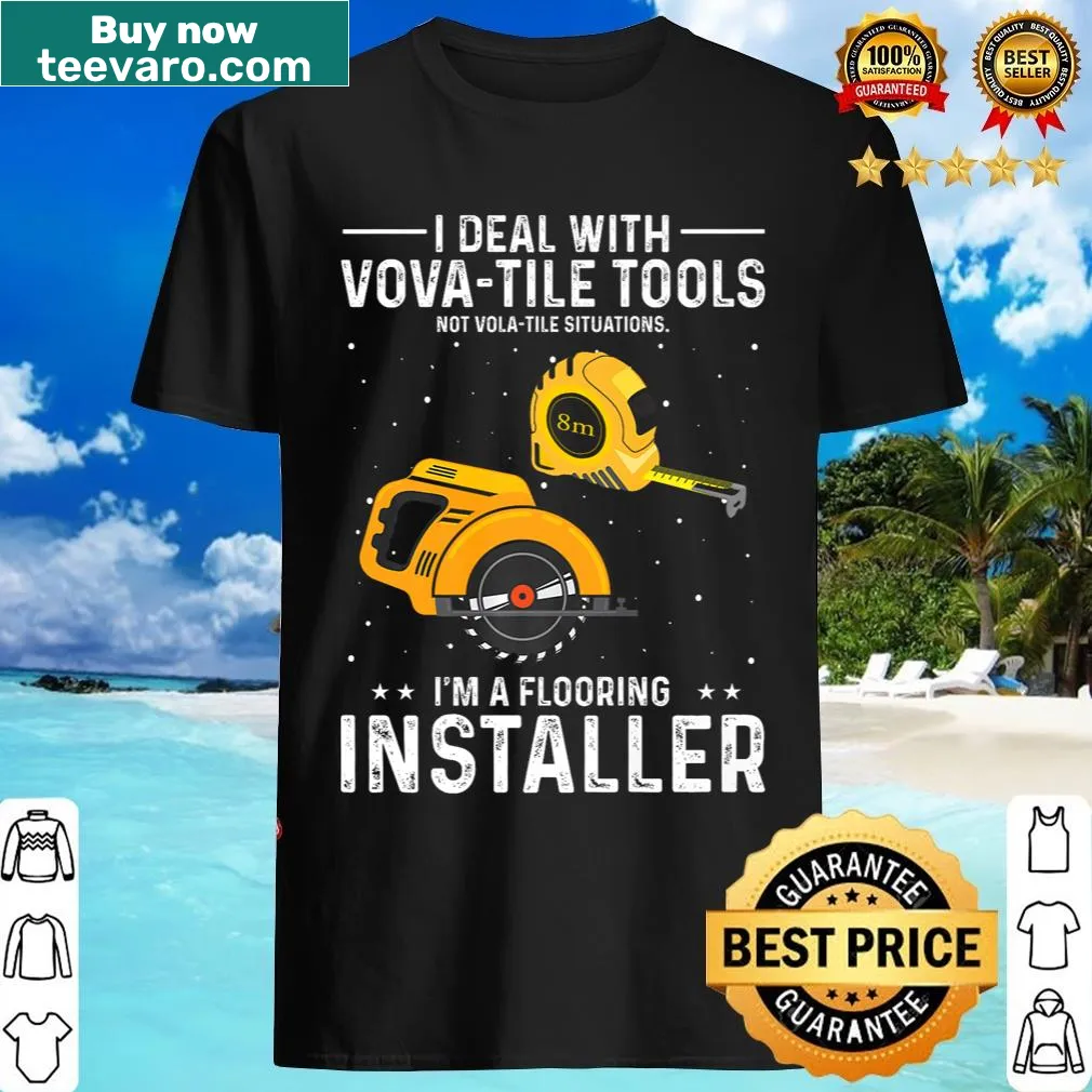Illustrated graphic T-shirt for carpet installers with flooring designs. — on a men's t-shirt