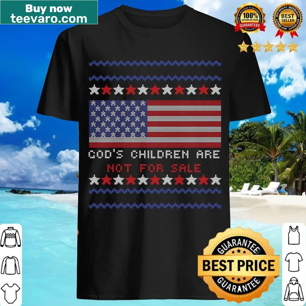 T-shirt featuring the quote 'God's Children Are Not For Sale' with the USA flag — on a men's t-shirt