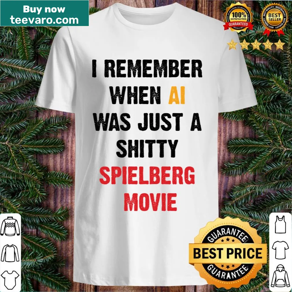 T-shirt with the humorous phrase about artificial intelligence and Spielberg — on a men's t-shirt