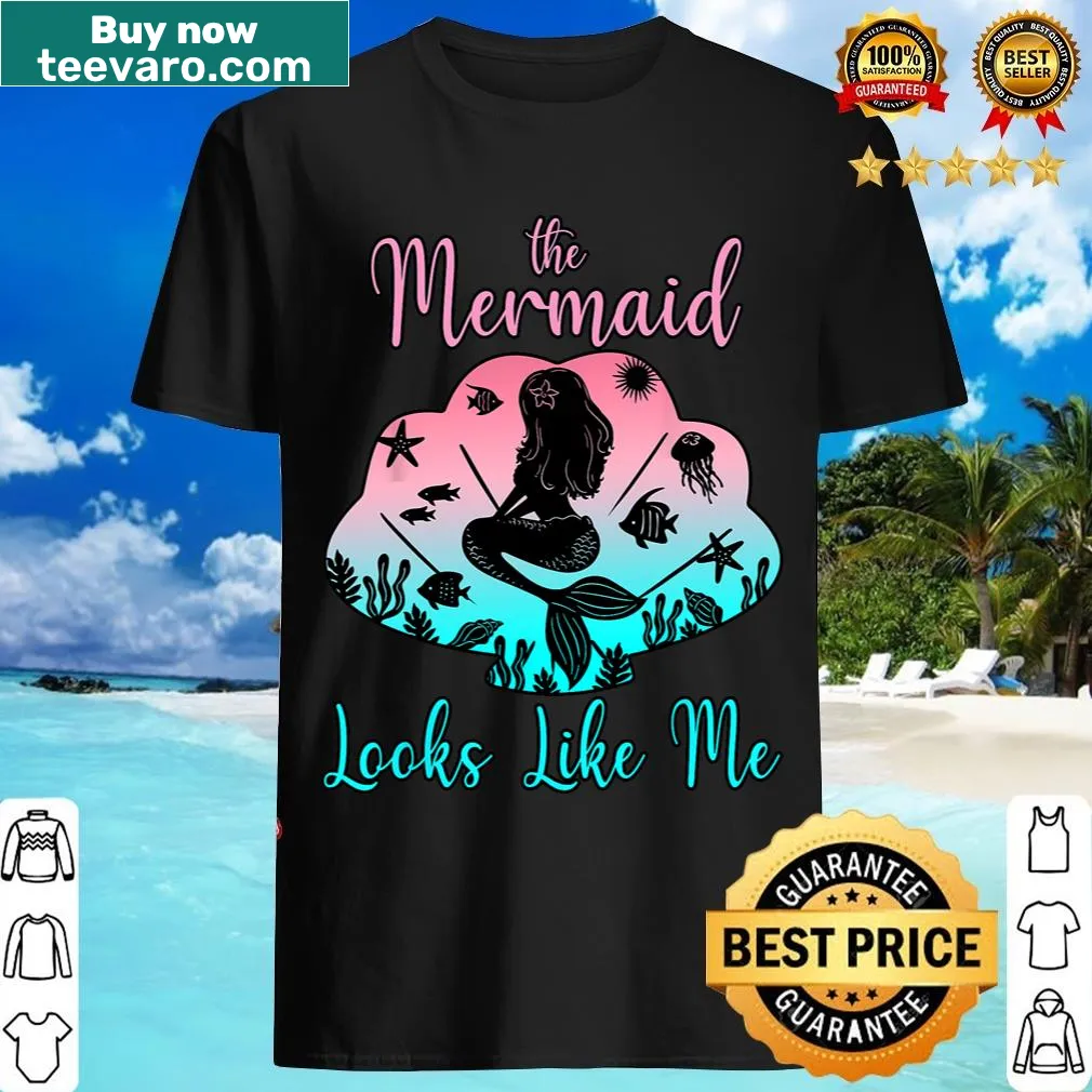 Cute mermaid and seashells design on a girls t-shirt — on a men's t-shirt