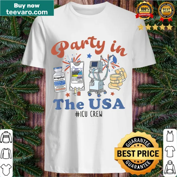 Patriotic ICU nurse t-shirt with 'Party in the USA' text