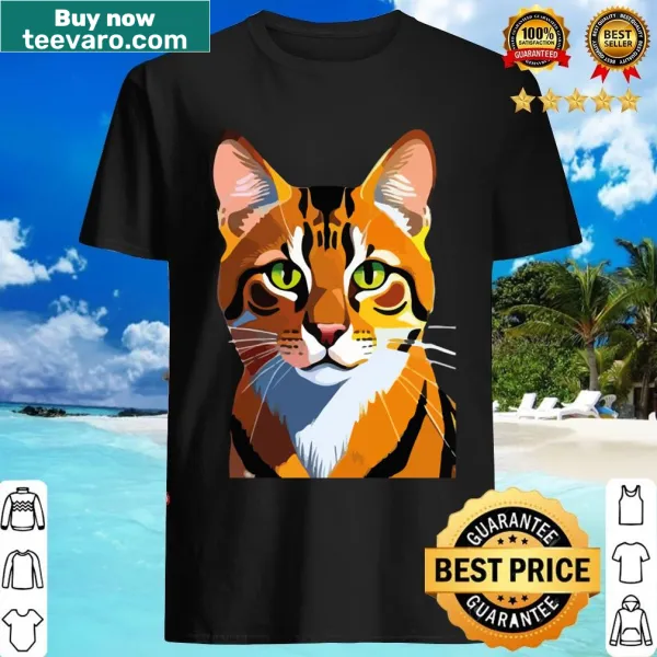 Cute illustration of a Bangal cat on a t-shirt.