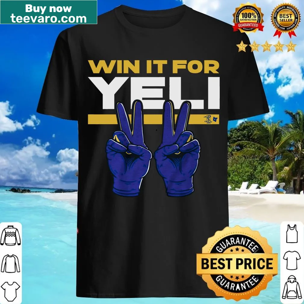 Win It For Yeli t-shirt with motivational text — on a men's t-shirt