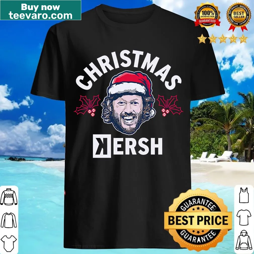 Festive Clayton Kershaw Christmas t-shirt with playful graphics — on a men's t-shirt