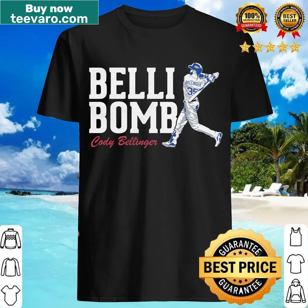 Cody Bellinger t-shirt with 'Belli Bombs' graphic — on a men's t-shirt