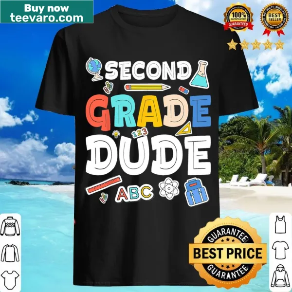Cute cartoon '2nd Grade Dude' graphic on a kids' t-shirt