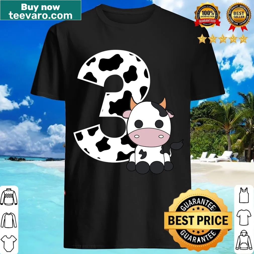Playful farm animals T-shirt for a child's 3rd birthday — on a men's t-shirt
