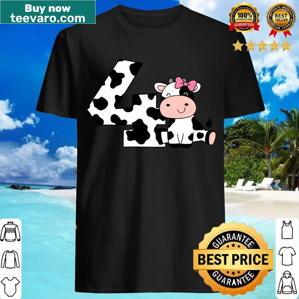 Fun farm animal birthday t-shirt for a 4 year old — on a men's t-shirt