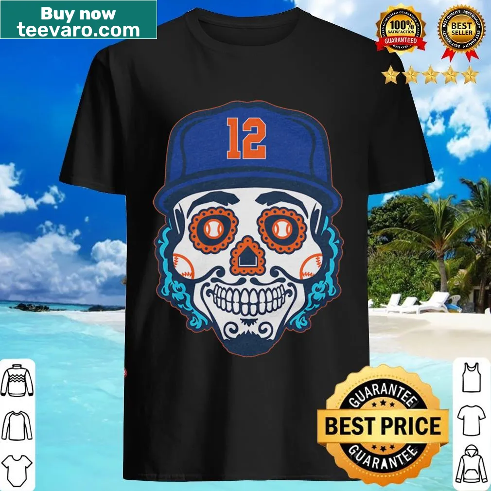 Sugar skull T-shirt inspired by Francisco Lindor — on a men's t-shirt