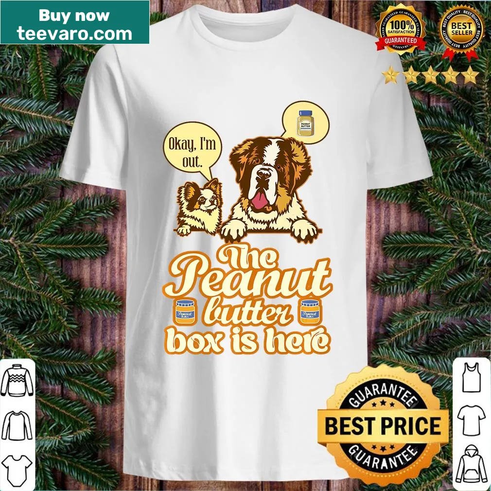 Sarcastic St Bernard dog t-shirt with peanut butter phrase — on a men's t-shirt