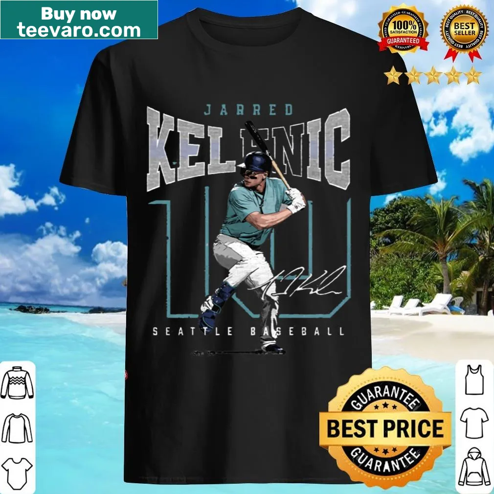 Illustration of Seattle arch dedicated to Jarred Kelenic. — on a men's t-shirt