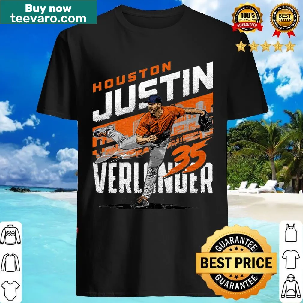 Houston graphic with Justin Verlander's name on T-shirt. — on a men's t-shirt