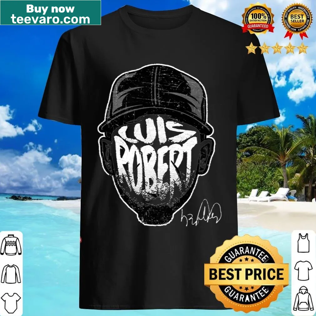 Luis Robert silhouette graphic on Chicago W T-shirt. — on a men's t-shirt