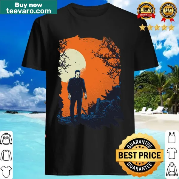 Halloween-themed t-shirt with graveyard graphics designed for men.