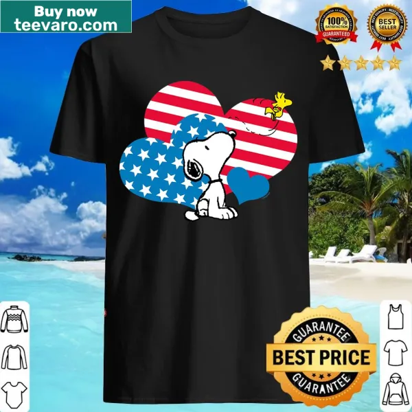 Snoopy T-shirt with heart and flag design from Peanuts comic