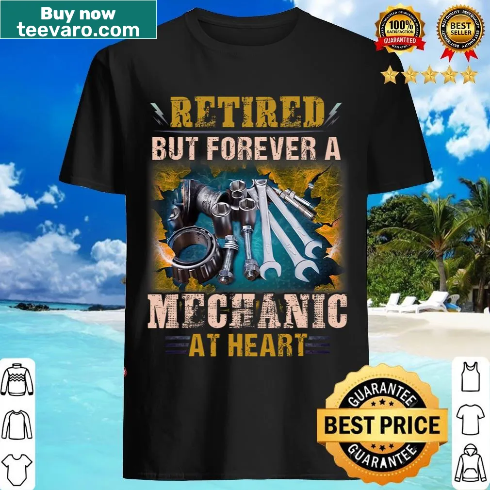 Retirement t-shirt for mechanics with heartfelt design — on a men's t-shirt