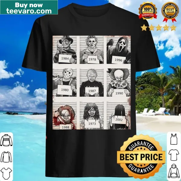 Retro horror-themed T-shirt with creepy legends and killers