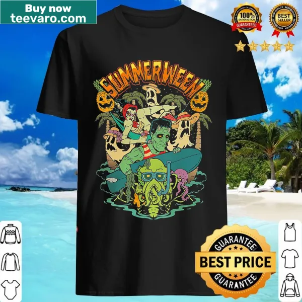 Fun Summerween graphic on women's Halloween t-shirt