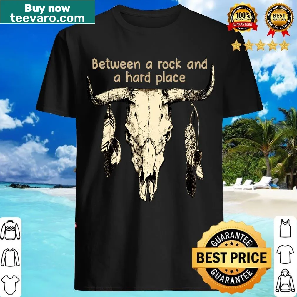 Vintage T-shirt featuring a bull skull with feathers and distressed design — on a men's t-shirt