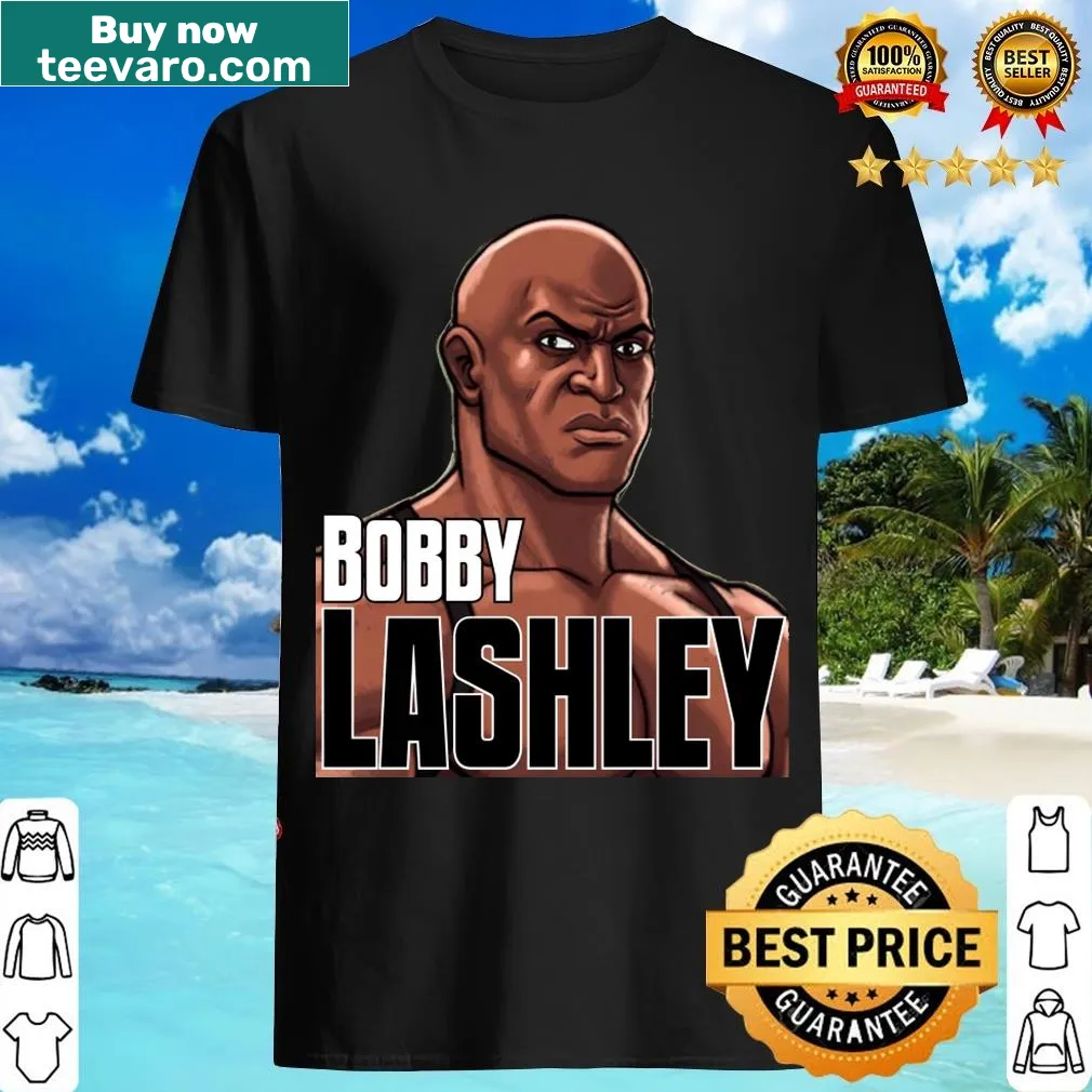 Bold T-shirt celebrating Bobby Lashley with 'All Mighty' text — on a men's t-shirt
