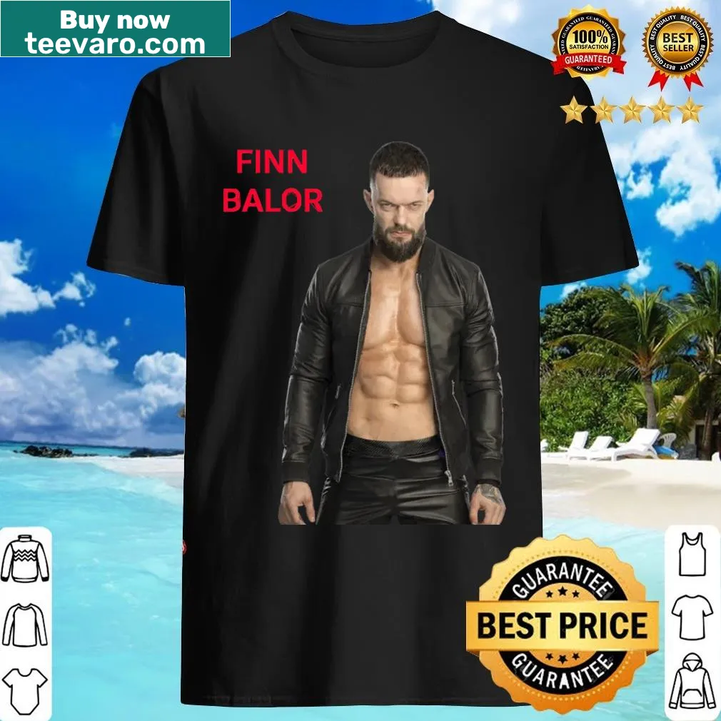 Minimalist t-shirt featuring Finn Balor's name prominently — on a men's t-shirt
