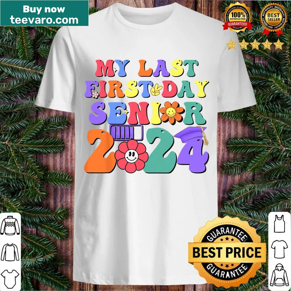 Senior 2024 t-shirt for the last first day of school — on a men's t-shirt