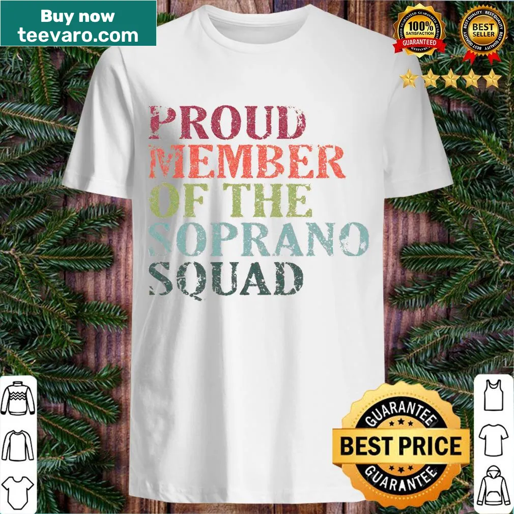 Bold text graphic tee for Soprano Squad members — on a men's t-shirt