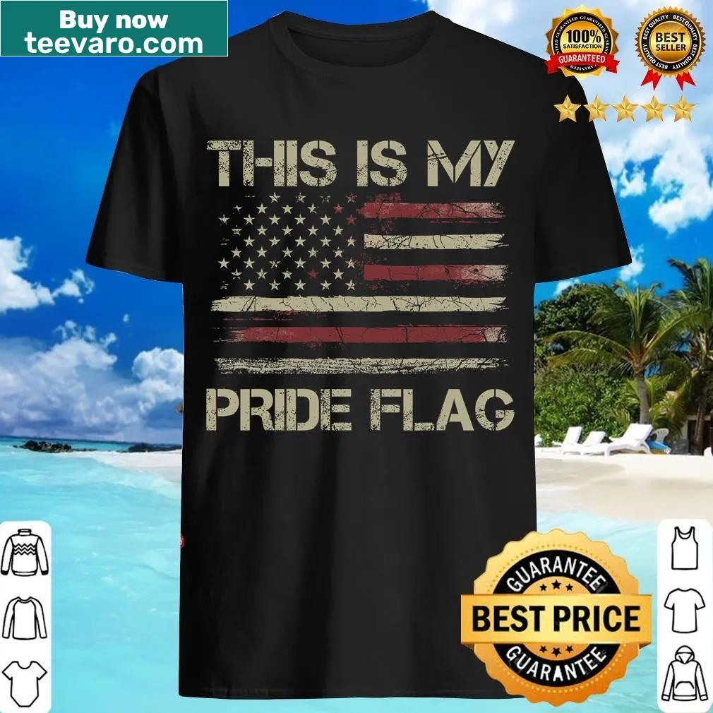 Patriotic 4th of July T-shirt featuring a pride flag and bold text — on a men's t-shirt