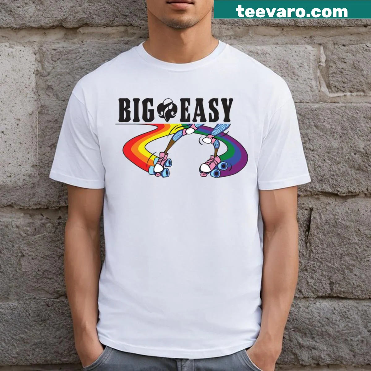 Boldly designed T-shirt celebrating New Orleans Big Easy Pride 2022 — on a men's t-shirt