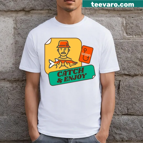 Playful illustration celebrating fishing on a T-shirt