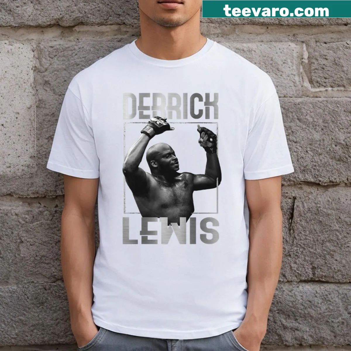 Derrick Lewis boxing graphic on essential t-shirt — on a men's t-shirt