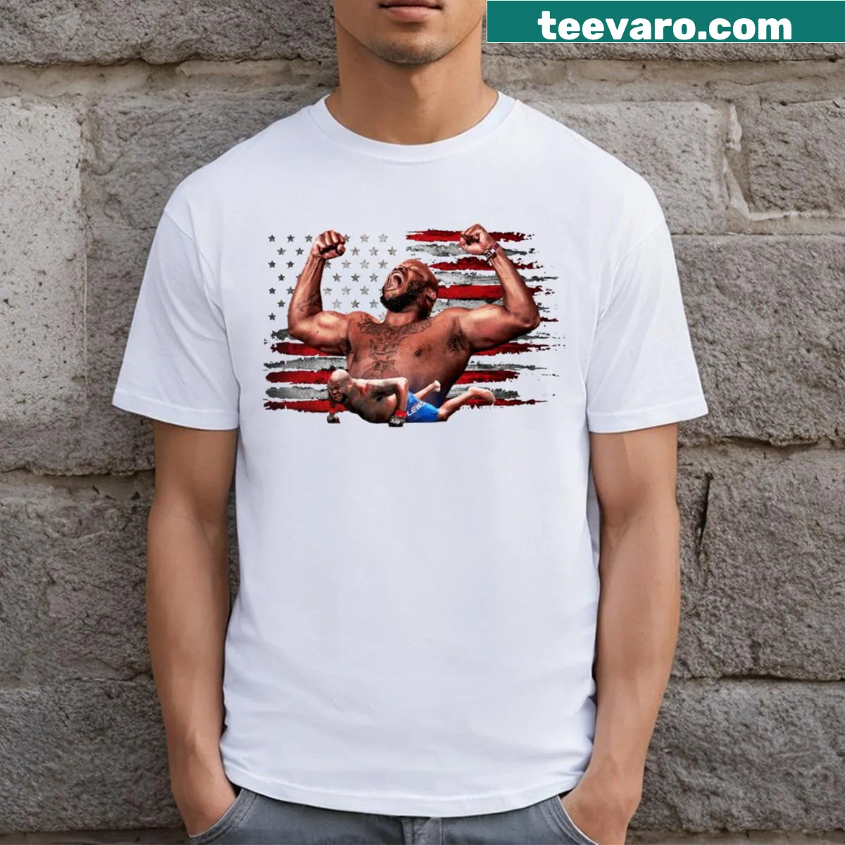 Derrick Lewis flag graphic on essential t-shirt — on a men's t-shirt