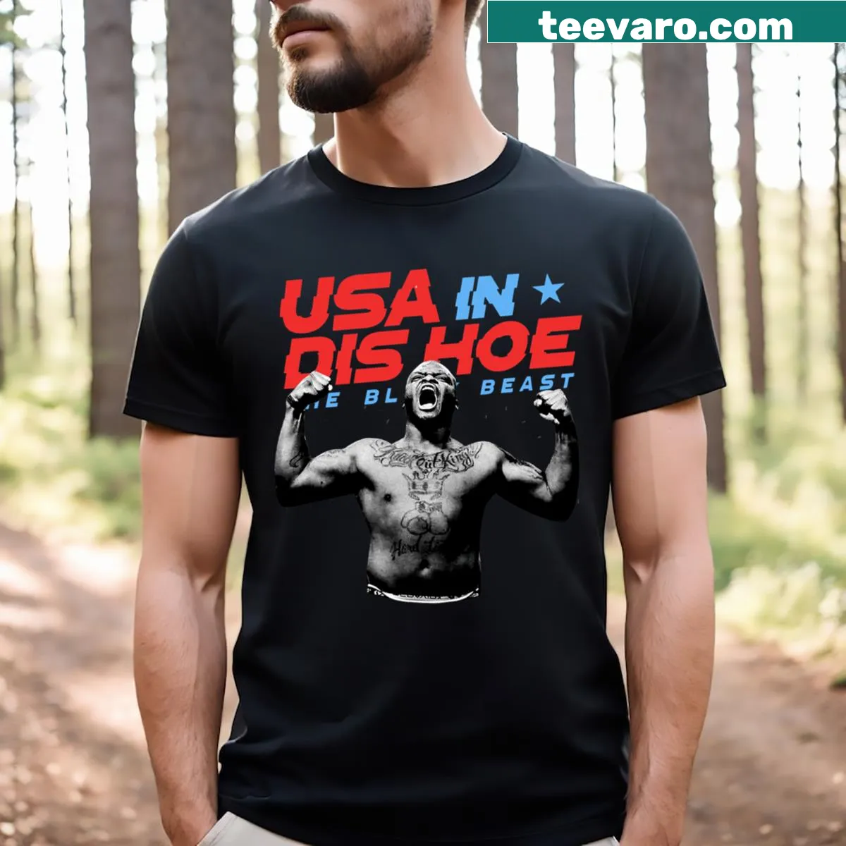 Derrick Lewis USA graphic on essential t-shirt — on a men's t-shirt
