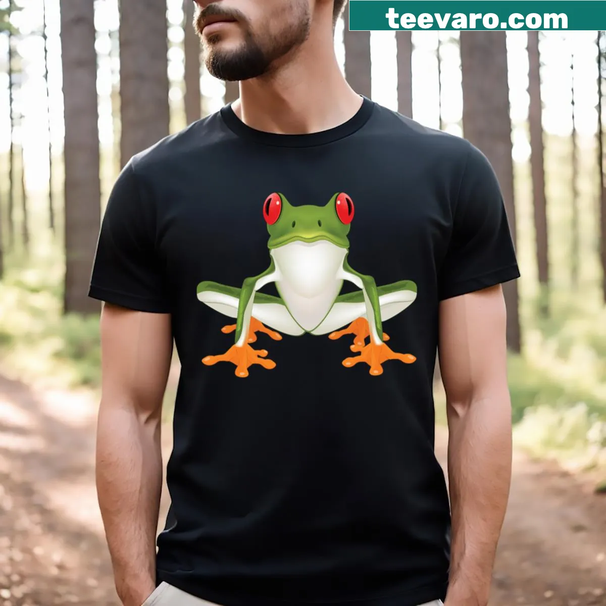 Humorous t-shirt designed for frog lovers with playful graphics — on a men's t-shirt