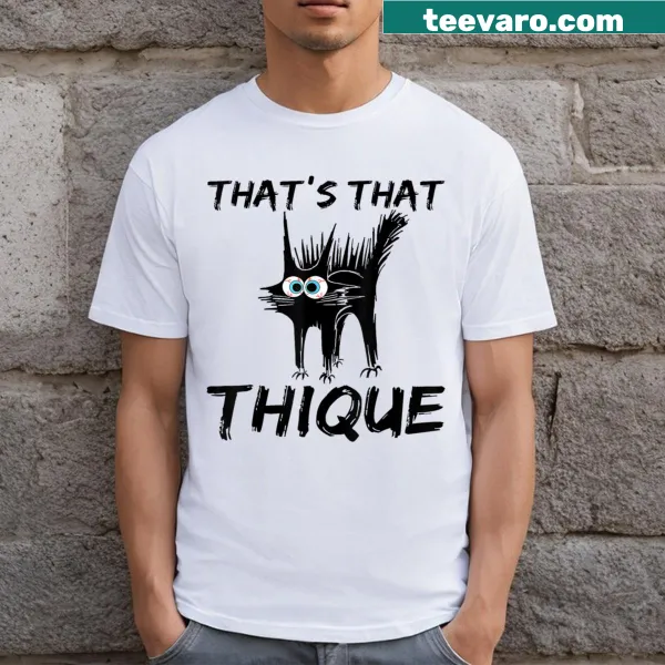 Cute cat graphic with 'That's That Thique' text