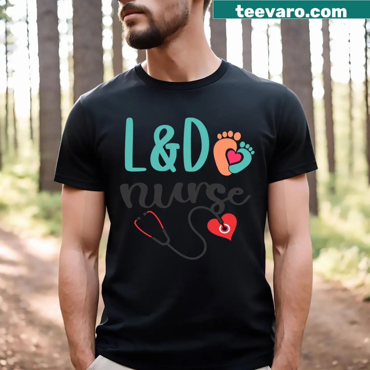 Funny T-shirt for labor and delivery nurses with text 'L D Labor And Delivery Nurse' — on a men's t-shirt