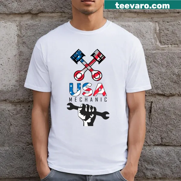 T-shirt featuring a humorous quote for mechanics in bold typography.