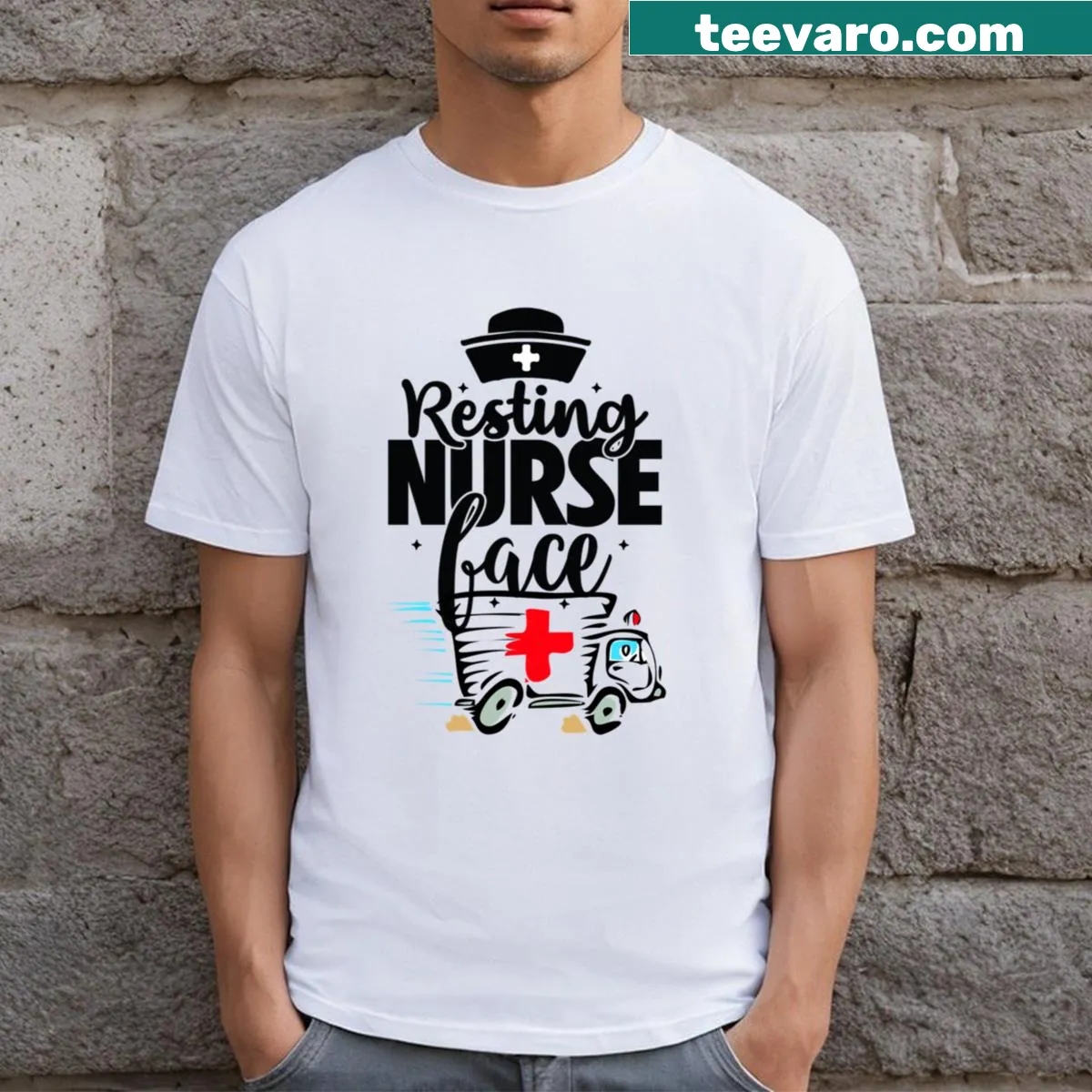 Funny T-shirt with a witty quote designed for nurses in clear typography. — on a men's t-shirt