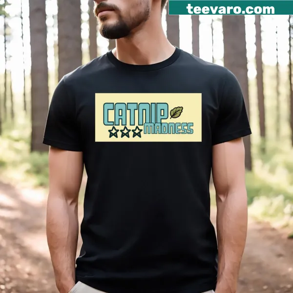 Vintage-style T-shirt with the phrase 'Catnip Madness' for cat lovers