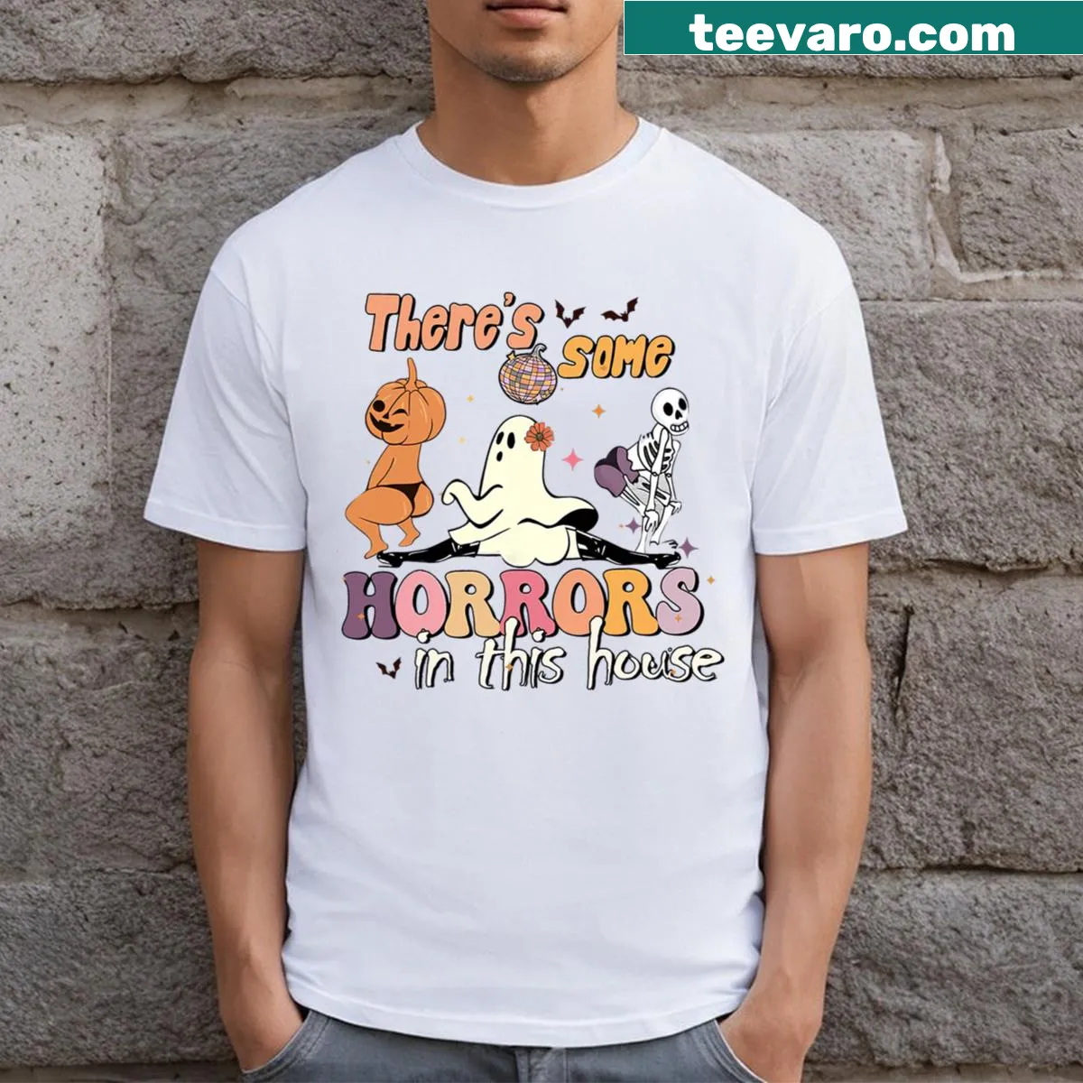 Edgy T-shirt featuring horror-themed graphic text — on a men's t-shirt