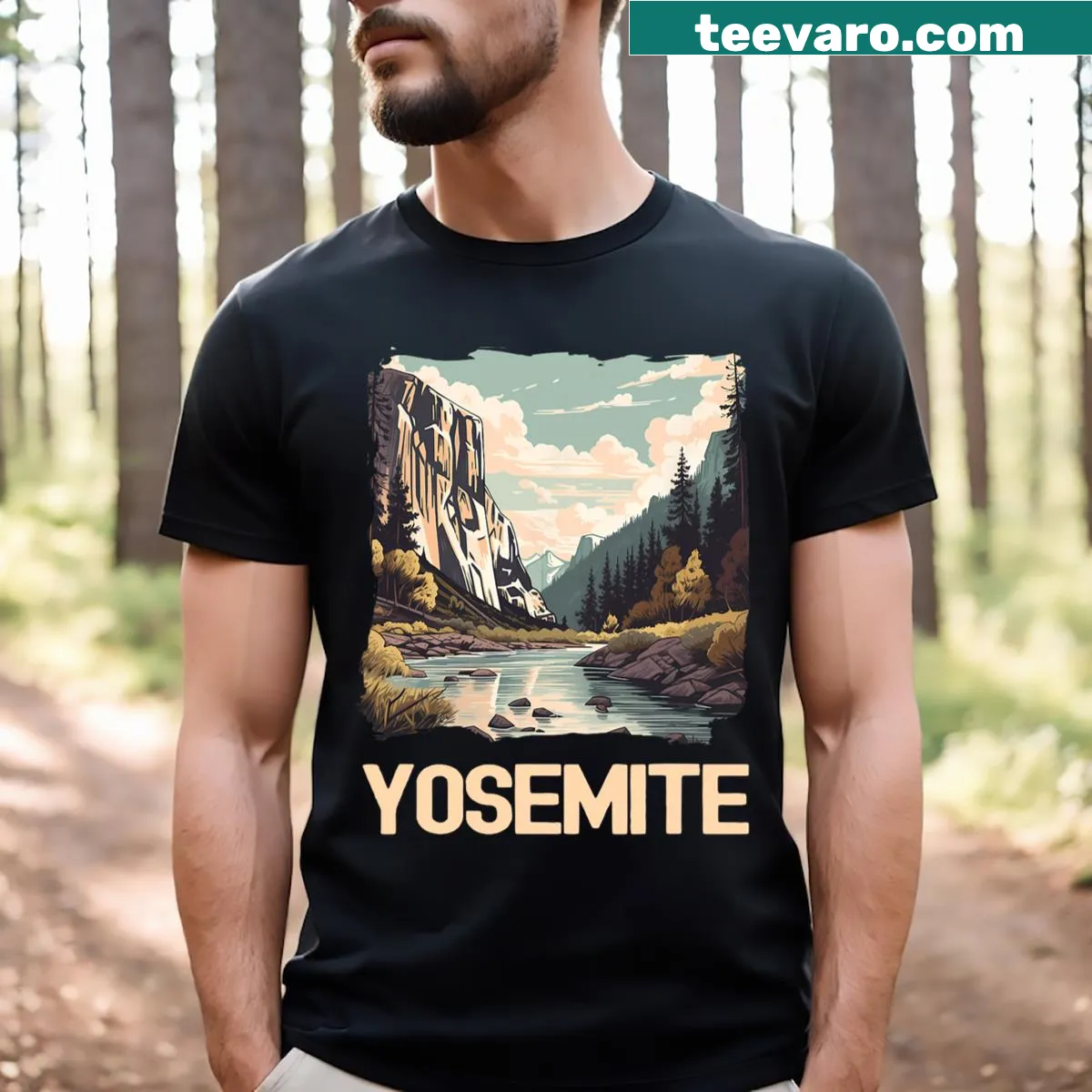 Illustration of Yosemite National Park on a T-shirt — on a men's t-shirt