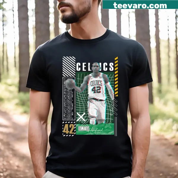 Illustration of Al Horford in action for Celtics on T-shirt
