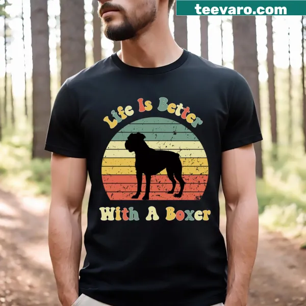 Funny Boxer Dog t-shirt with playful dog graphics and text