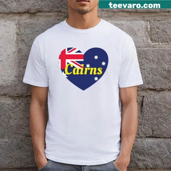 Cairns T-shirt with Australian flag heart design