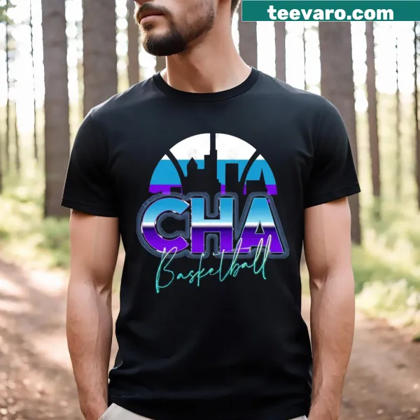 Retro T-shirt featuring Charlotte basketball skyline