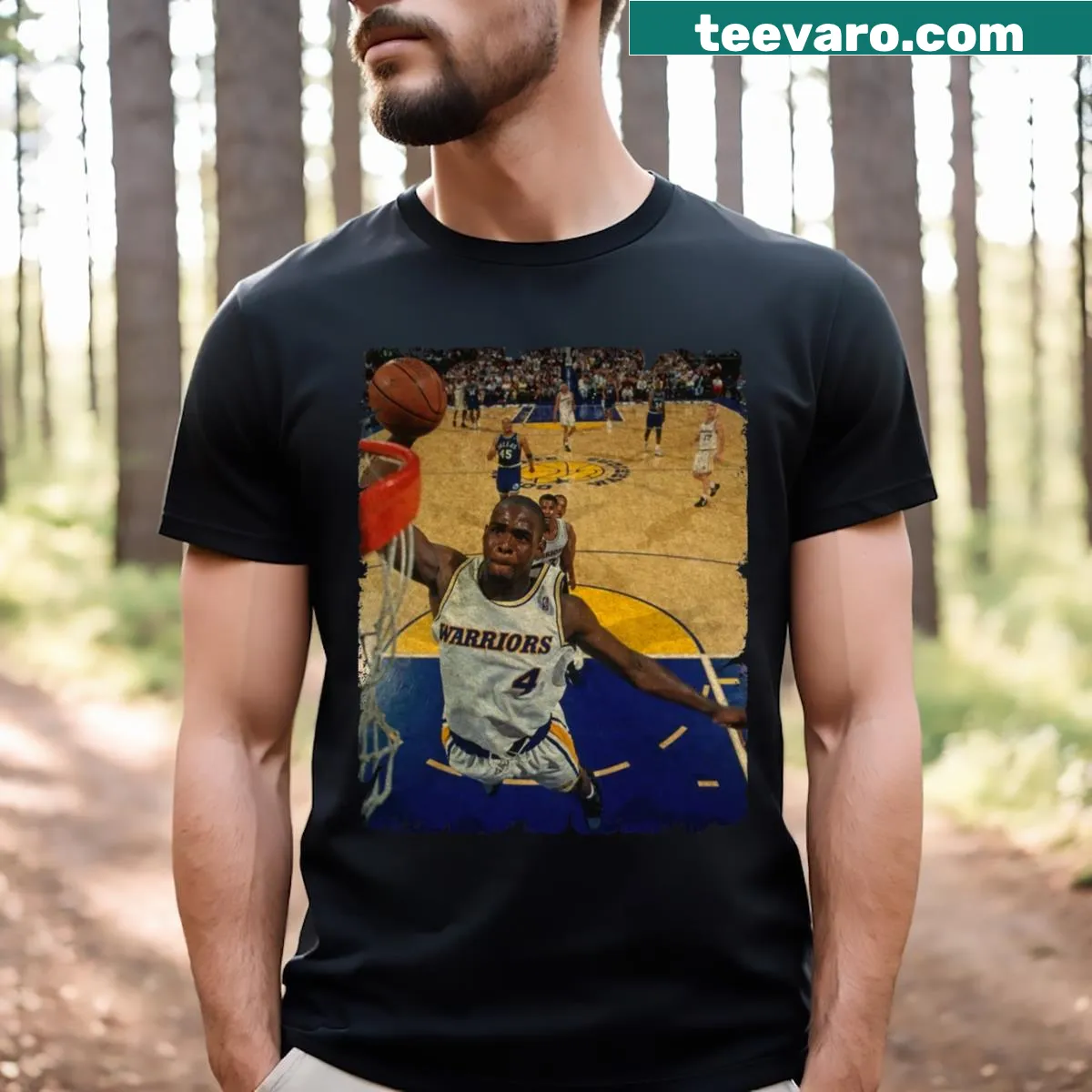 Vintage t-shirt honoring Chris Webber's time with the Warriors — on a men's t-shirt