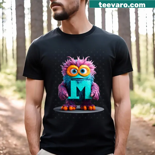 Cute monster shirt featuring letter M for kids