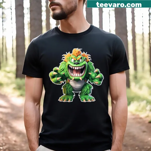 Illustration of a gnarly green monster on a T-shirt