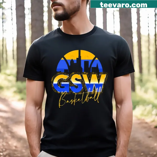 Retro Golden State basketball skyline T-shirt with a 90s theme