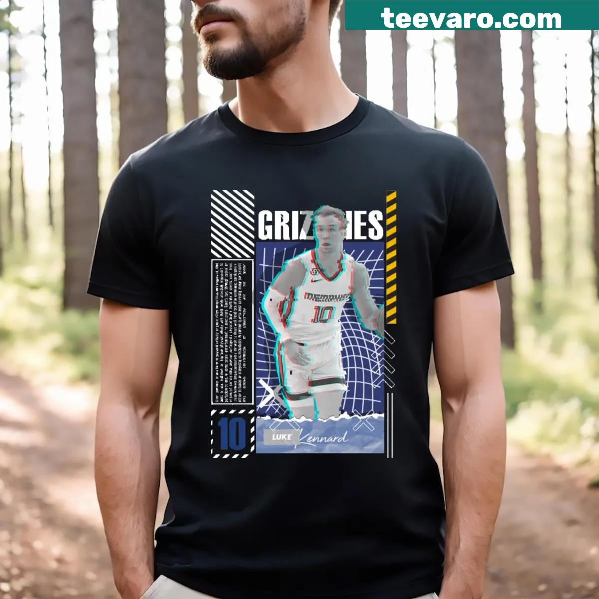 Luke Kennard T-shirt with Grizzlies basketball design. — on a men's t-shirt